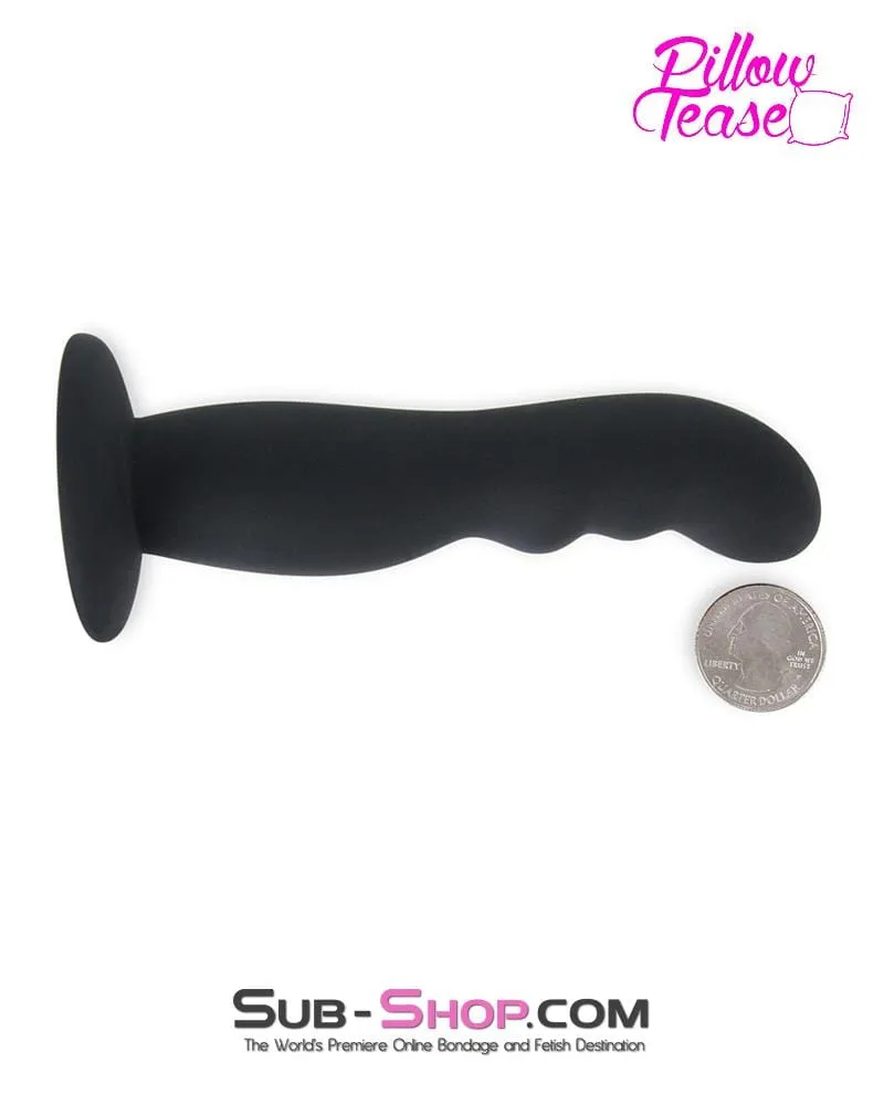0588E      Black Ridged G-Spot Silicone Strap On Dildo and Comfort Harness Set