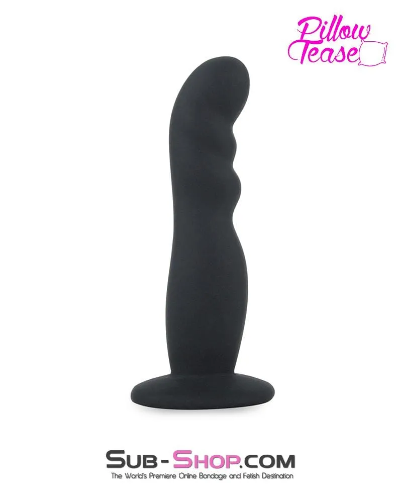 0588E      Black Ridged G-Spot Silicone Strap On Dildo and Comfort Harness Set