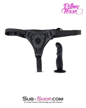 0588E      Black Ridged G-Spot Silicone Strap On Dildo and Comfort Harness Set