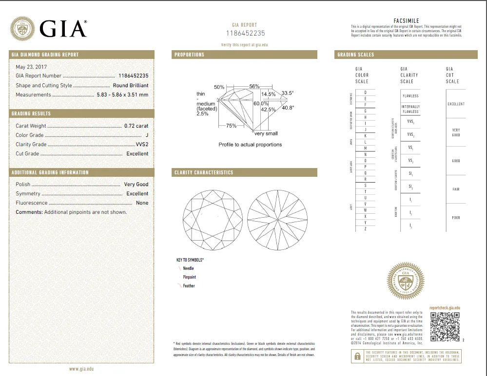 0.72 Carat Loose J / VVS2 Round Brilliant Cut Diamond GIA Certified
