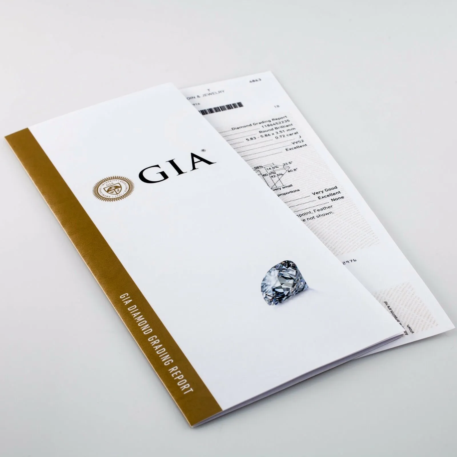 0.72 Carat Loose J / VVS2 Round Brilliant Cut Diamond GIA Certified