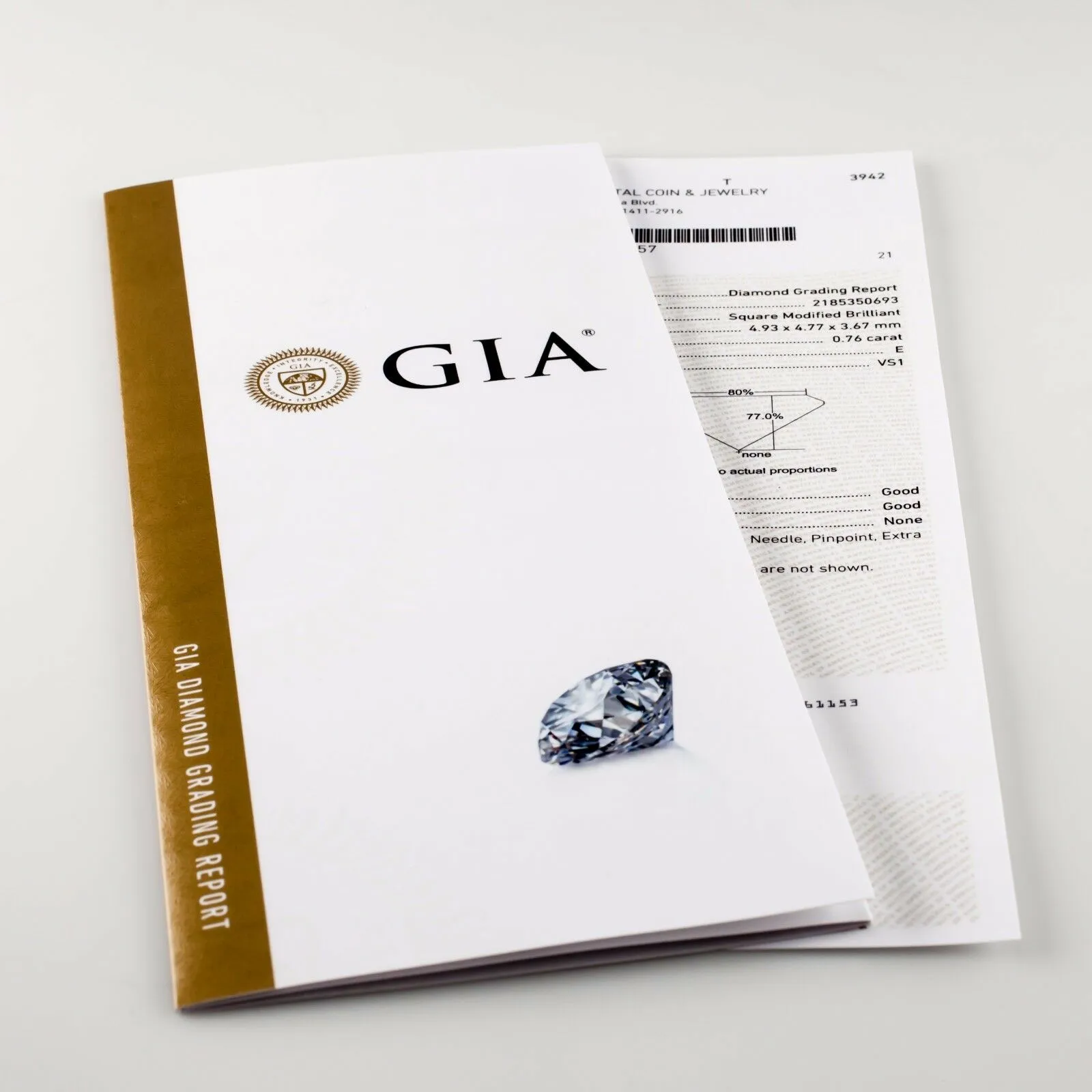0.76 Carat Loose E / VS1 Princess Cut Diamond GIA Certified