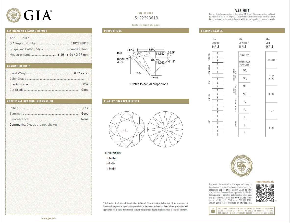 0.94 Carat Loose I/ VS2 Round Brilliant Cut Diamond GIA Certified