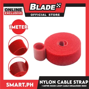 1 Meter Nylon Cable Strap Hook And Loop Multi-Purpose Cable Wire Organizer (Red)