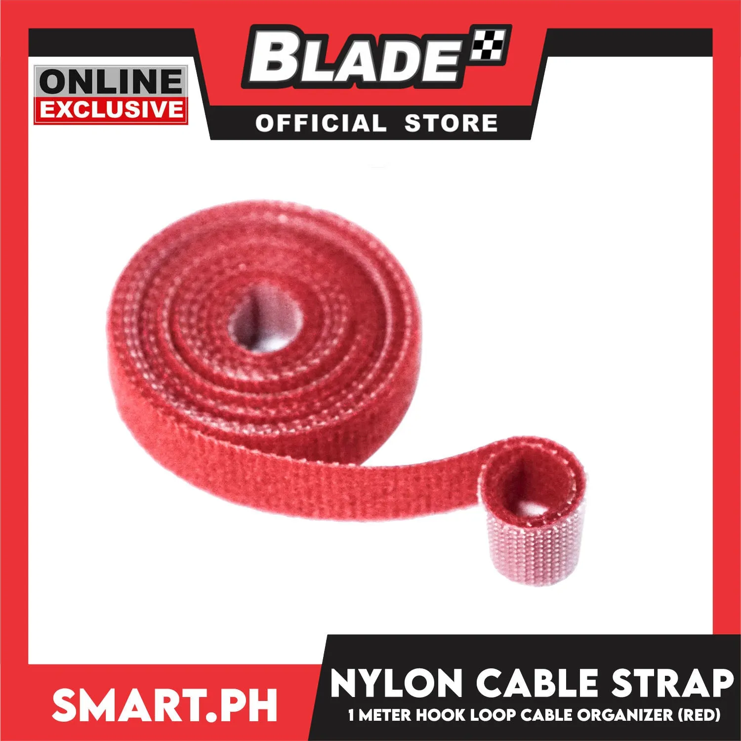 1 Meter Nylon Cable Strap Hook And Loop Multi-Purpose Cable Wire Organizer (Red)