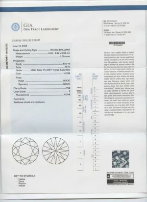 1.00 Carat Loose K / VS2 Round Brilliant Cut Diamond GIA Certified