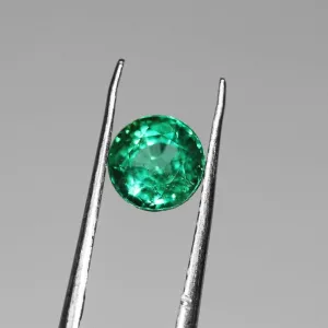 1.00ct Natural Zambian Earth Mined Emerald Round Rare Top Green Top Luster Gem