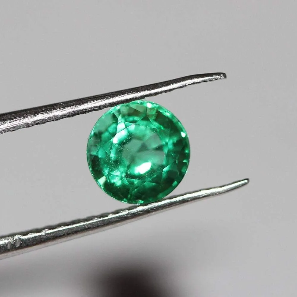 1.00ct Natural Zambian Earth Mined Emerald Round Rare Top Green Top Luster Gem