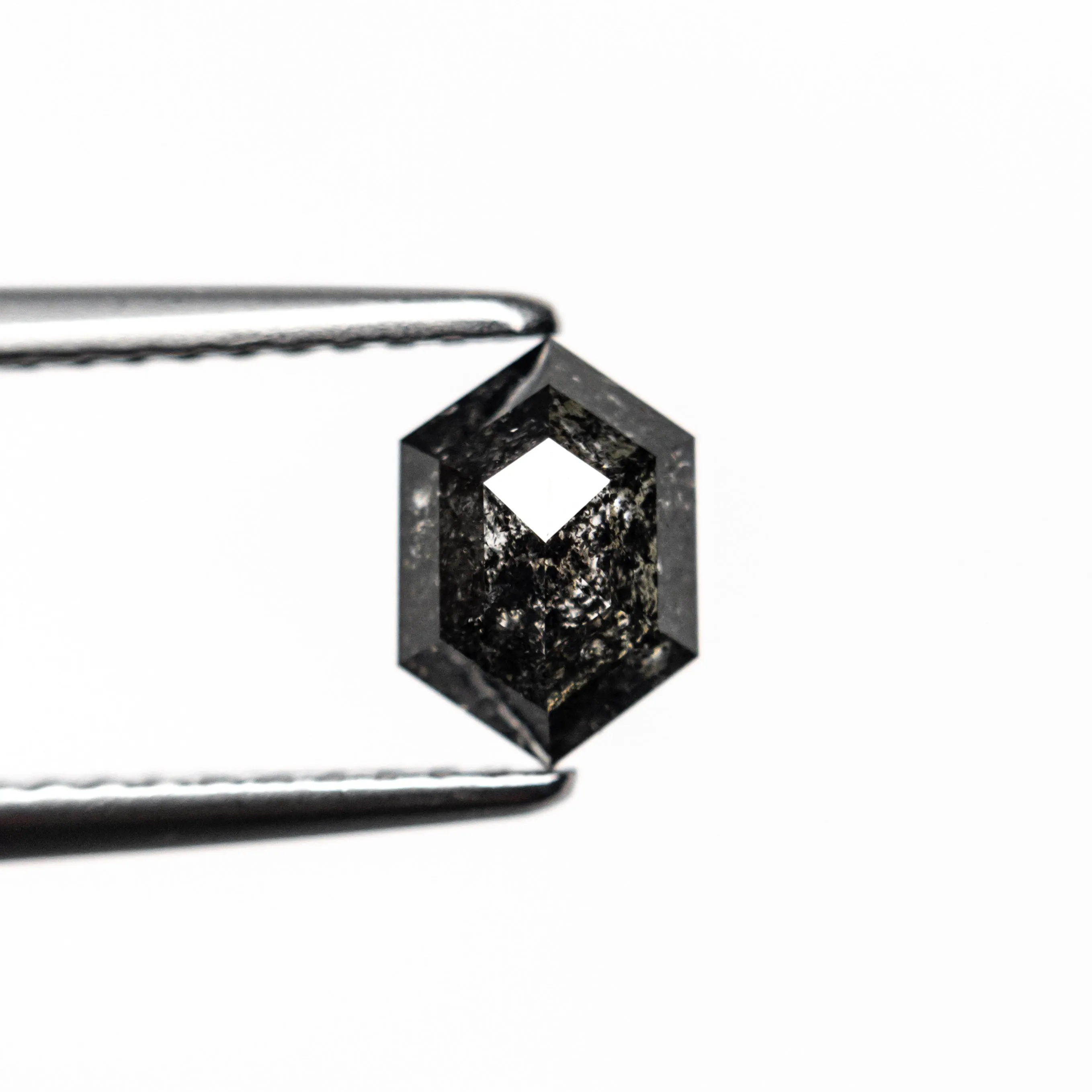 1.02 CARAT BLACK SPECKLED ROSE CUT HEXAGON DIAMOND