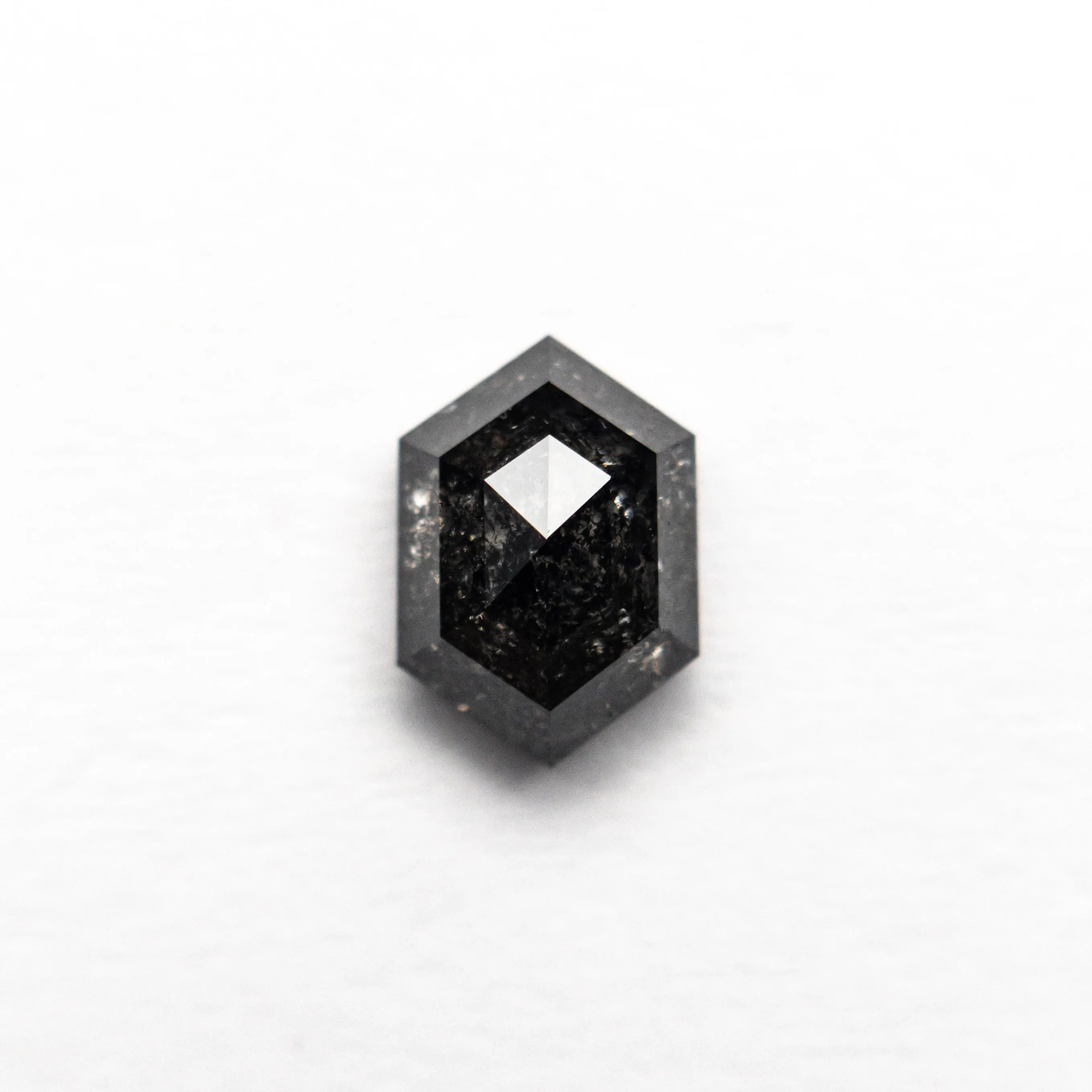 1.02 CARAT BLACK SPECKLED ROSE CUT HEXAGON DIAMOND