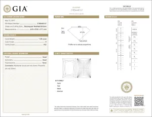 1.05 Carat Loose H / VS2 Rectangular Modified Brilliant Diamond GIA Certified