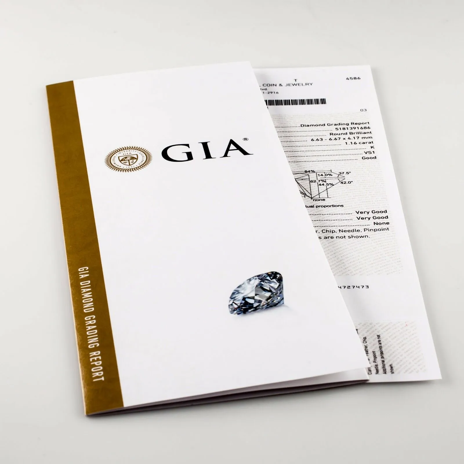 1.16 Carat Loose K / VS1 Round Brilliant Cut Diamond GIA Certified