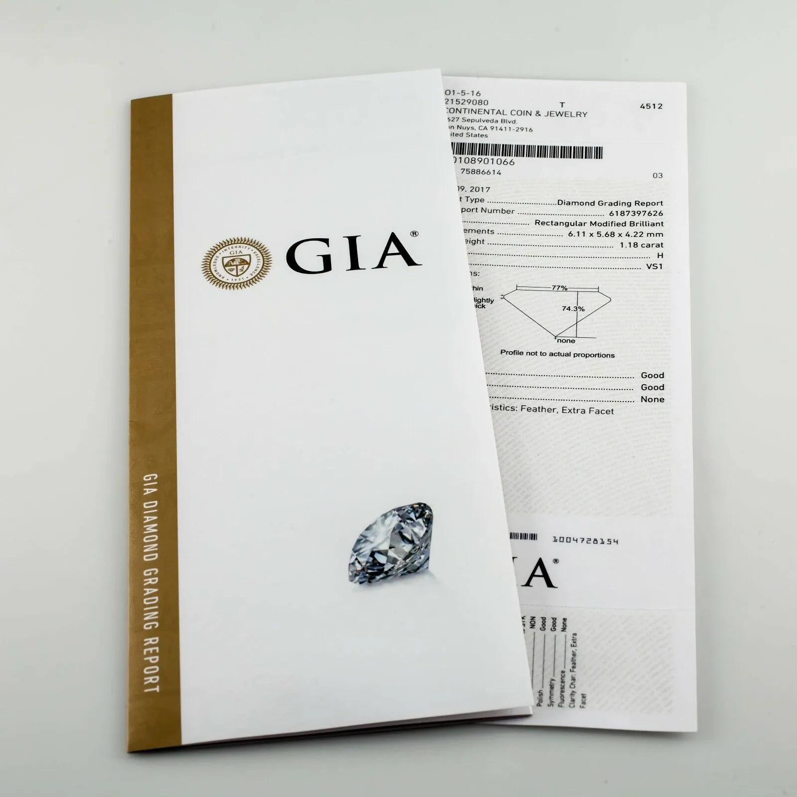 1.18 Carat Loose H / VS1 Princess Cut Diamond GIA Certified