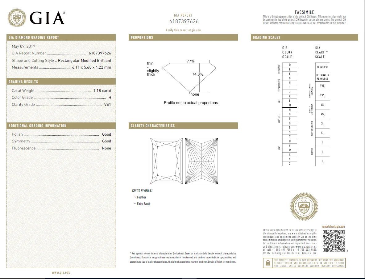 1.18 Carat Loose H / VS1 Princess Cut Diamond GIA Certified