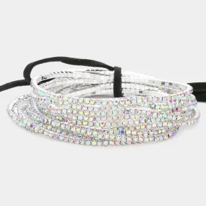 12 AB Rhinestone Layered Stretch Pageant Bracelets on Silver  | Fun Fashion Bracelets |  600122