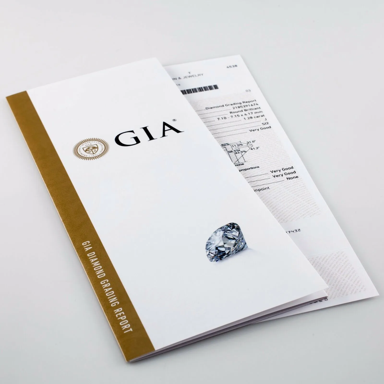 1.28 Carat Loose J / SI2 Round Brilliant Cut Diamond GIA Certified