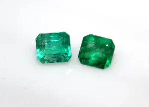 1.35 carats Cushion Green Emeralds 2 Pieces