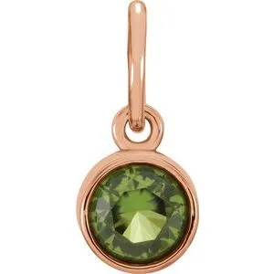 14K Rose 4 mm Round Imitation Peridot Birthstone Charm