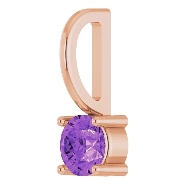 14K Rose Gold Imitation Amethyst Solitaire Charm/Pendant