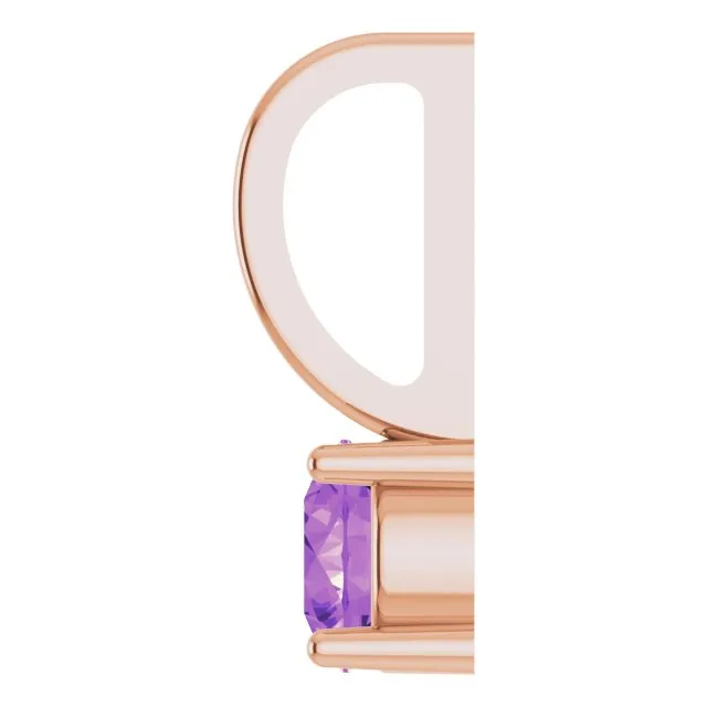 14K Rose Gold Imitation Amethyst Solitaire Charm/Pendant