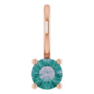 14K Rose Imitation Alexandrite Solitaire Charm/Pendant