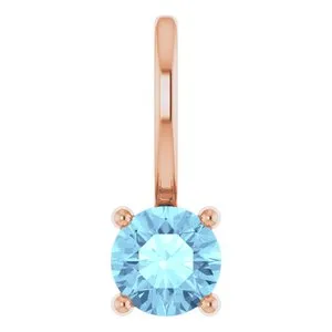 14K Rose Imitation Aquamarine Solitaire Charm/Pendant