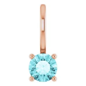 14K Rose Imitation Blue Zircon Solitaire Charm/Pendant