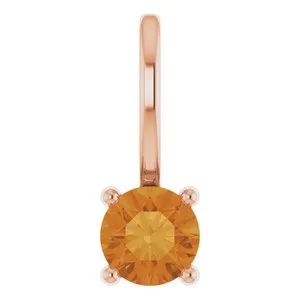 14K Rose Imitation Citrine Solitaire Charm/Pendant