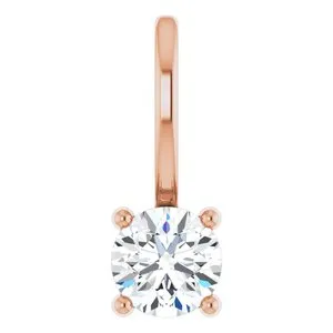 14K Rose Imitation Diamond Solitaire Charm/Pendant