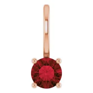 14K Rose Imitation Mozambique Garnet Solitaire Charm/Pendant