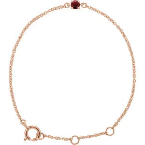 14K Rose Imitation Mozambique Garnet Youth Birthstone 4 1/2-5 1/2" Bracelet