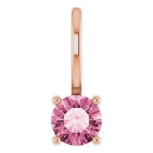 14K Rose Imitation Pink Tourmaline Solitaire Charm/Pendant