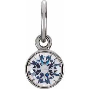 14K White 4 mm Round Imitation Diamond Birthstone Charm