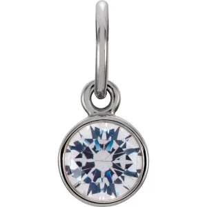 14k White Gold Imitation Diamond Birthstone Charm
