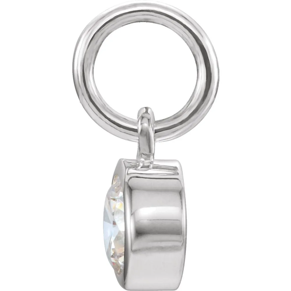 14k White Gold Imitation Diamond Birthstone Charm