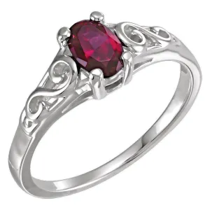 14k White Gold January Imitation Birthstone Ring , Size 5
