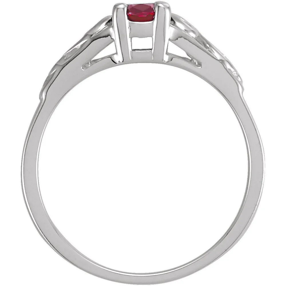 14k White Gold January Imitation Birthstone Ring , Size 5