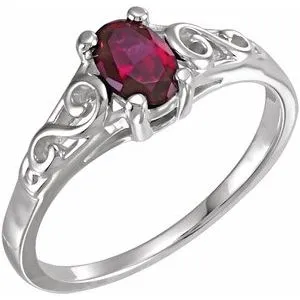 14K White January Youth Imitation Birthstone Ring
