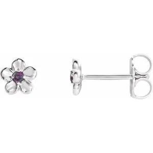 14K White Youth Imitation June Birthstone Flower Earrings
