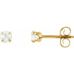 14K Yellow 3 mm Round Cubic Zirconia Youth Stud Earrings