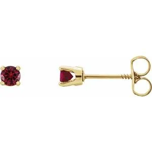 14K Yellow 3 mm Round Imitation Mozambique Garnet Youth Birthstone Earrings
