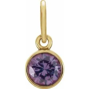 14K Yellow 4 mm Round Imitation Alexandrite Birthstone Charm