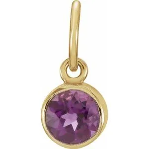 14K Yellow 4 mm Round Imitation Amethyst Birthstone Charm