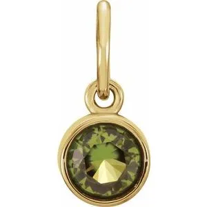 14K Yellow 4 mm Round Imitation Peridot Birthstone Charm