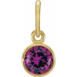 14K Yellow 4 mm Round Imitation Ruby Birthstone Charm
