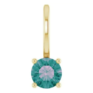 14K Yellow Gold Imitation Alexandrite Solitaire Charm/Pendant