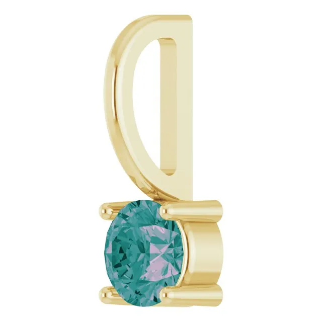 14K Yellow Gold Imitation Alexandrite Solitaire Charm/Pendant