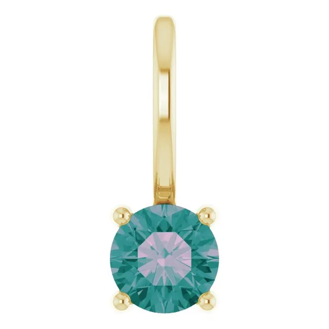 14K Yellow Gold Imitation Alexandrite Solitaire Charm/Pendant