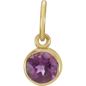 14k Yellow Gold Imitation Amethyst Birthstone Charm