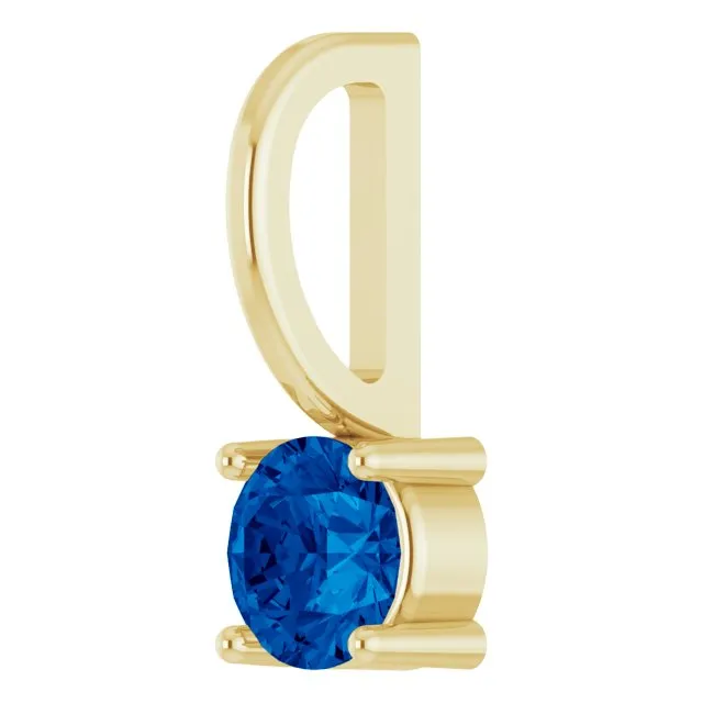 14K Yellow Gold Imitation Blue Sapphire Solitaire Charm/Pendant